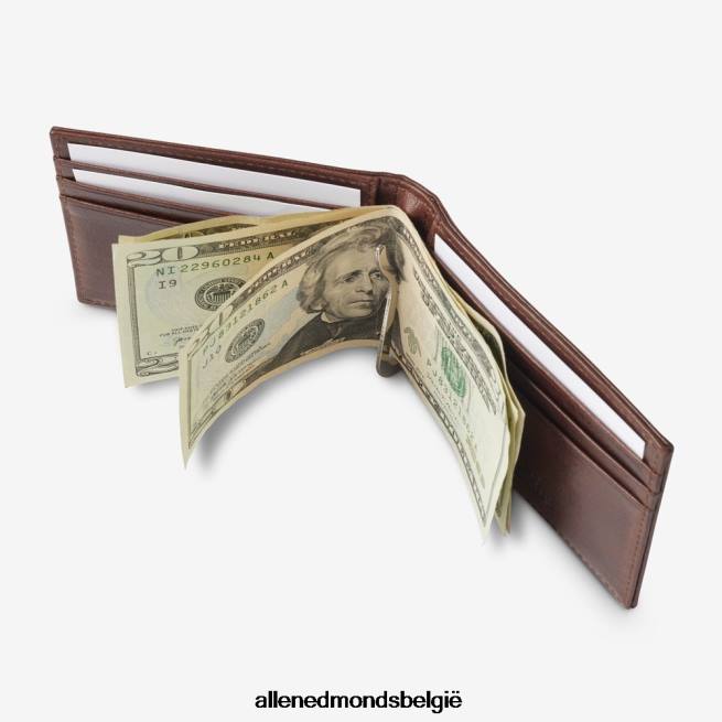 uniseks Allen Edmonds tweevoudige leren portemonnee met geldclip bruin leer HDSF45576