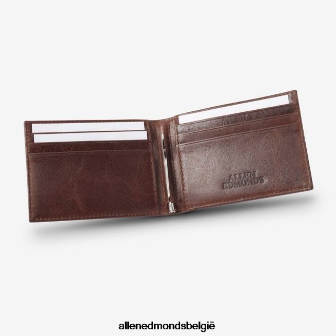 uniseks Allen Edmonds tweevoudige leren portemonnee met geldclip bruin leer HDSF45576