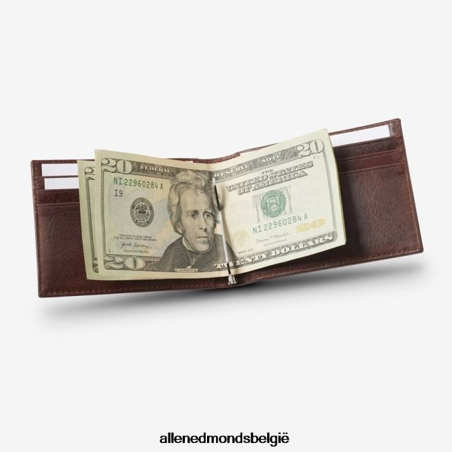 uniseks Allen Edmonds tweevoudige leren portemonnee met geldclip bruin leer HDSF45576