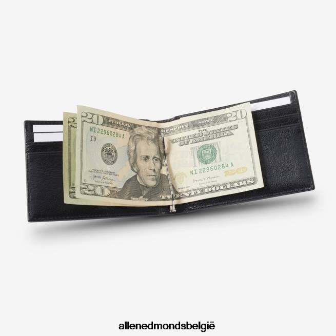 uniseks Allen Edmonds tweevoudige leren portemonnee met geldclip zwart leer HDSF45327