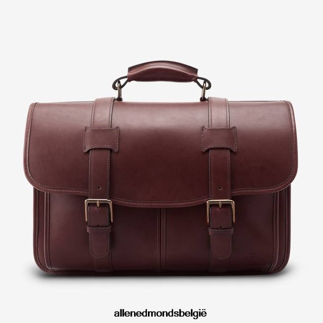 uniseks Allen Edmonds collectie tuigleer - aktetas met dubbele klep koffie bruin HDSF45589