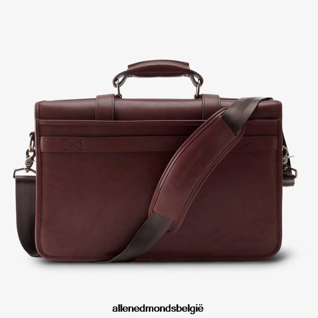 uniseks Allen Edmonds collectie tuigleer - aktetas met dubbele klep koffie bruin HDSF45589