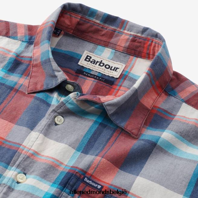 uniseks Allen Edmonds Barbour Langstone overhemd met korte mouwen blauw HDSF45218