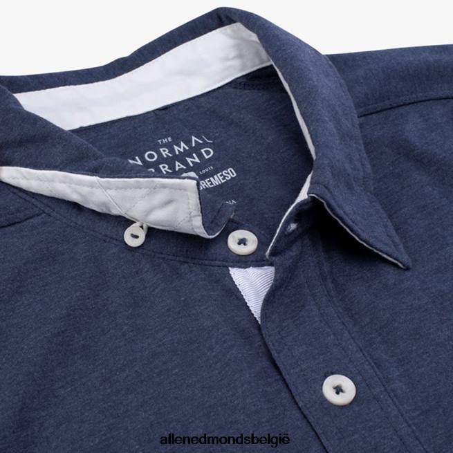 uniseks Allen Edmonds active button down overhemd met korte mouwen marine HDSF45204