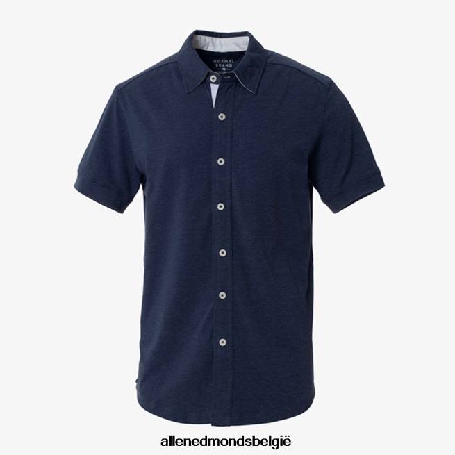 uniseks Allen Edmonds active button down overhemd met korte mouwen marine HDSF45204