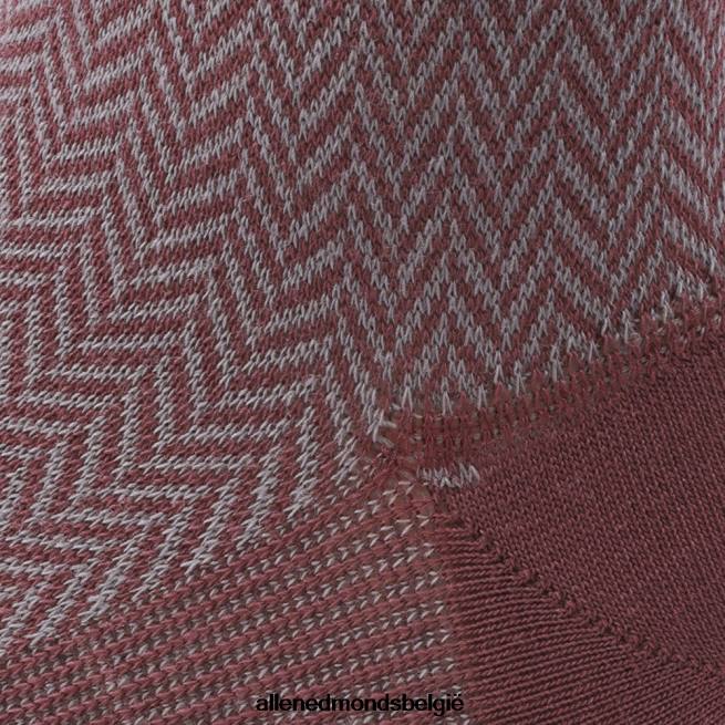 uniseks Allen Edmonds halfhoge geklede sokken met visgraatpatroon merlot visgraat HDSF45181