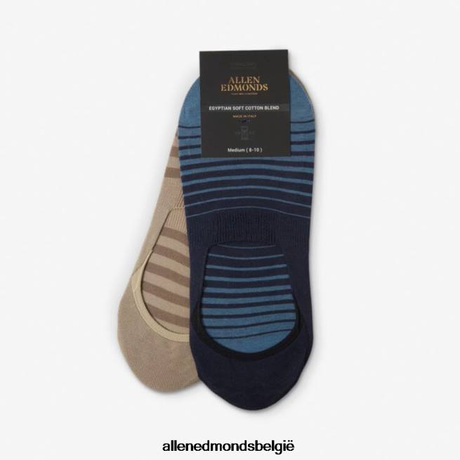 uniseks Allen Edmonds no-show sokken set van 2 paar kaki/indigo HDSF45185