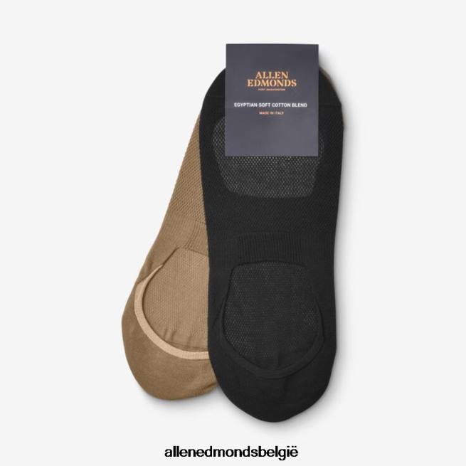 uniseks Allen Edmonds no-show sokken set van 2 paar zwart/kaki HDSF45515