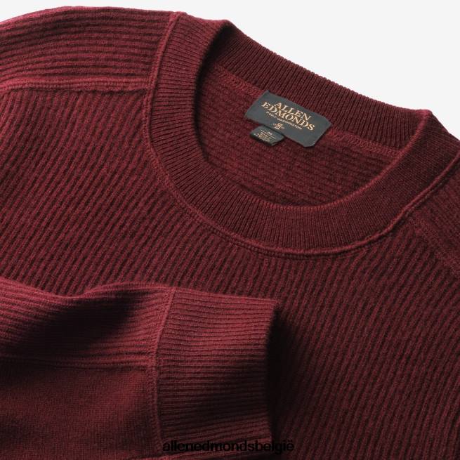 uniseks Allen Edmonds wollen kasjmier trui met ronde hals bordeaux HDSF45531