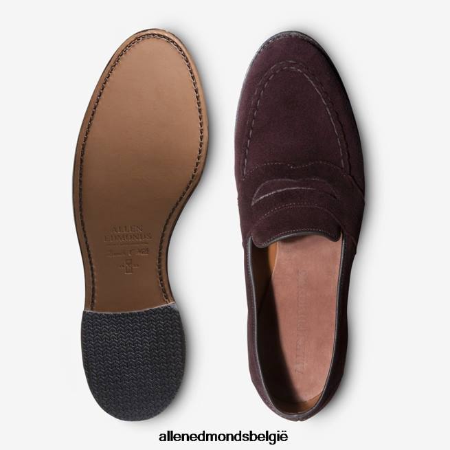 Heren Allen Edmonds randolph pennyloafer bordeaux suède HDSF4535