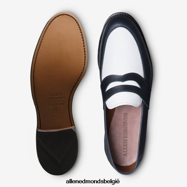 Heren Allen Edmonds randolph toeschouwer penny loafer marineblauw/wit leer HDSF45171