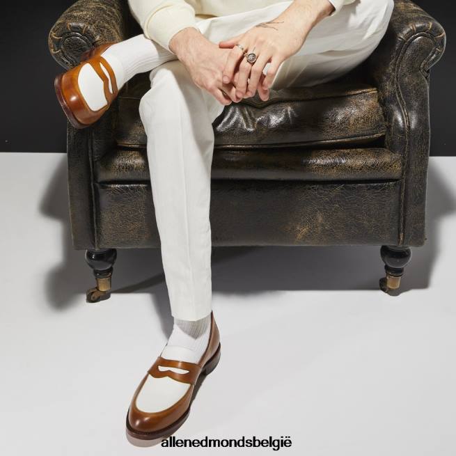 Heren Allen Edmonds randolph toeschouwer penny loafer walnoot/wit leer HDSF456