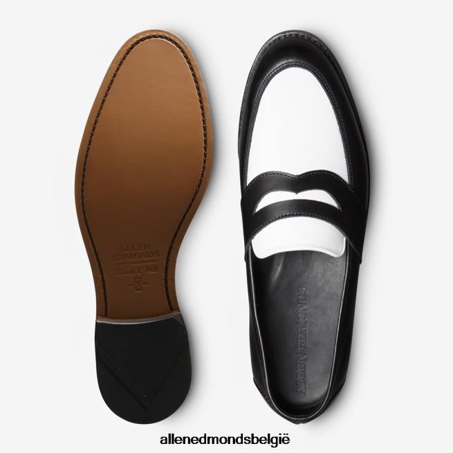 Heren Allen Edmonds randolph toeschouwer penny loafer zwart/wit leer HDSF45170