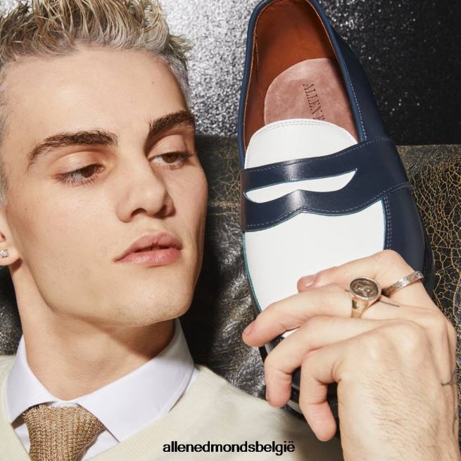 Heren Allen Edmonds randolph toeschouwer penny loafer zwart/wit leer HDSF45170