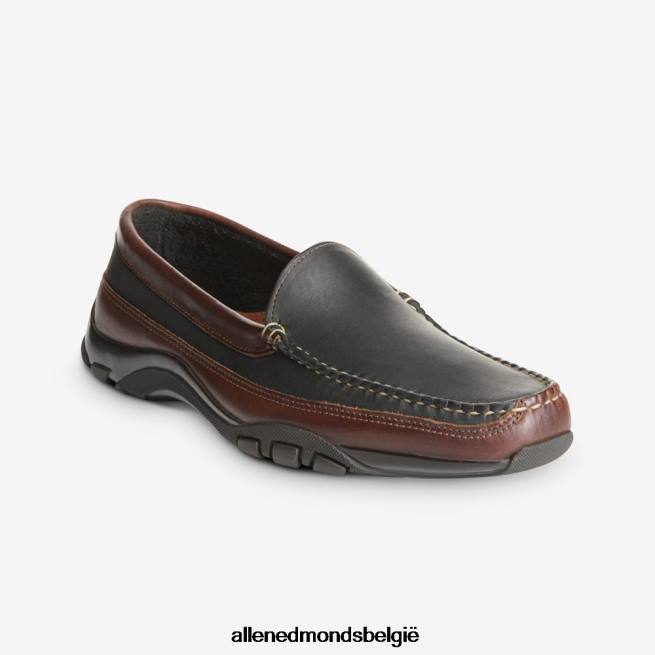 Heren Allen Edmonds Boulder Venetiaanse rijdende mocassin zwart met bruine bies HDSF4568