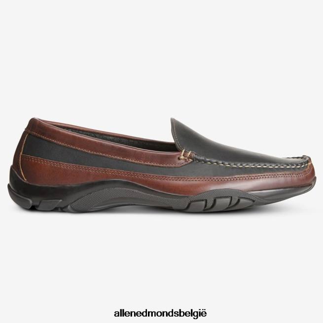 Heren Allen Edmonds Boulder Venetiaanse rijdende mocassin zwart met bruine bies HDSF4568