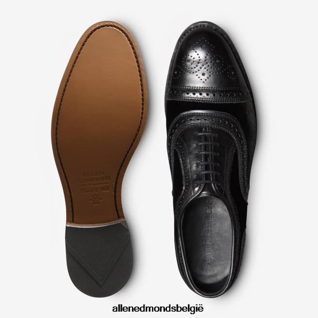 Heren Allen Edmonds strand cap-toe oxford geklede schoen zwart fluweel HDSF45103