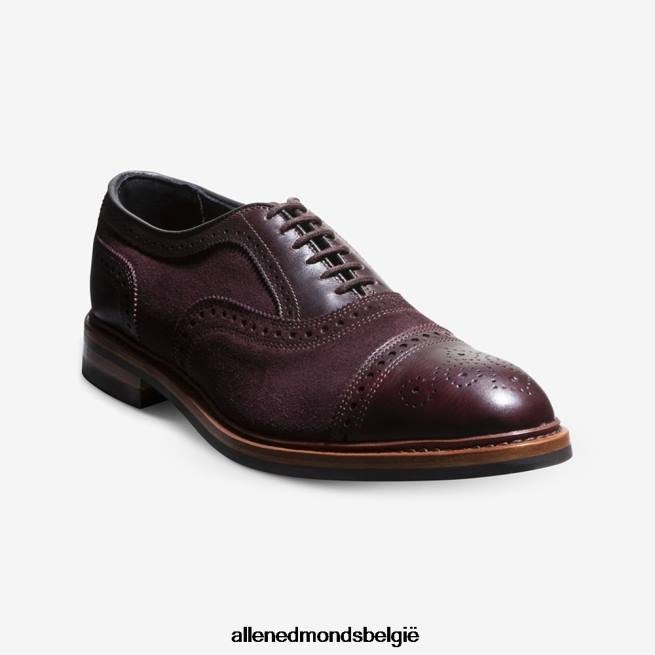 Heren Allen Edmonds strandmok cap-toe oxford met dainite rubberen zool bordeaux suède HDSF45249