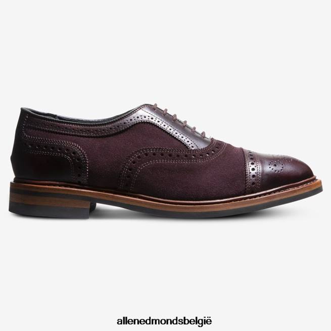 Heren Allen Edmonds strandmok cap-toe oxford met dainite rubberen zool bordeaux suède HDSF45249
