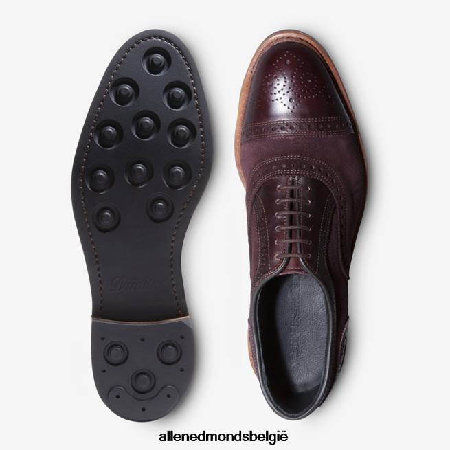 Heren Allen Edmonds strandmok cap-toe oxford met dainite rubberen zool bordeaux suède HDSF45249