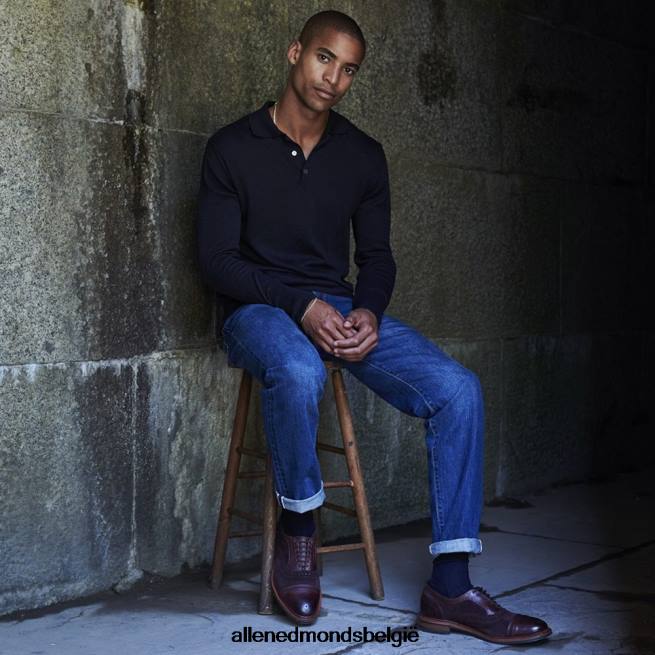 Heren Allen Edmonds strandmok cap-toe oxford met dainite rubberen zool bordeaux suède HDSF45249