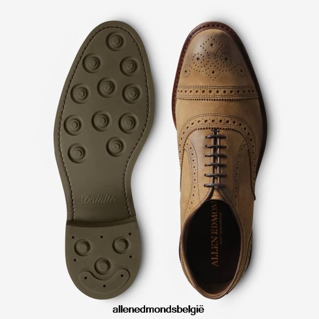 Heren Allen Edmonds strandmok cap-toe oxford met dainite rubberen zool bruin nubuck HDSF45244