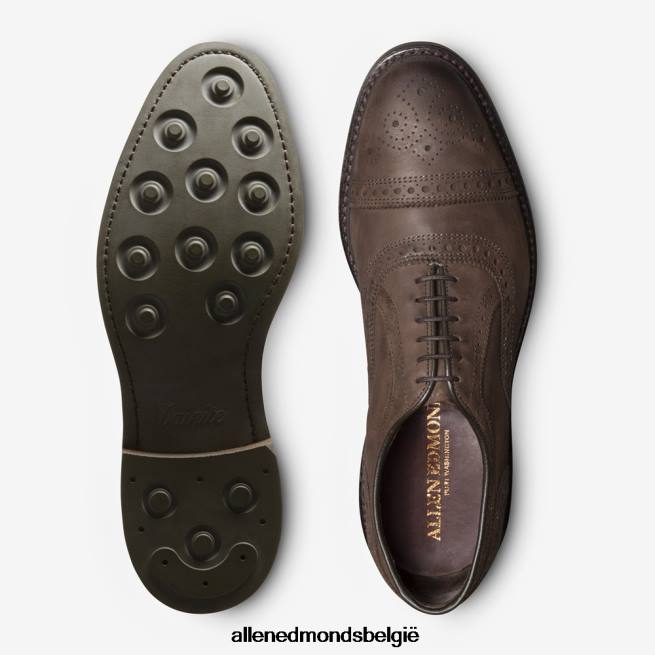 Heren Allen Edmonds strandmok cap-toe oxford met dainite rubberen zool bruin nubuckleer HDSF45228