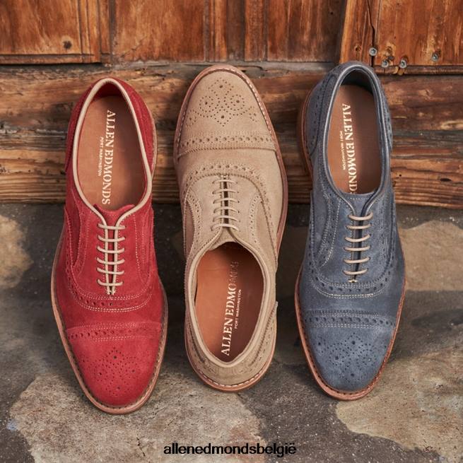 Heren Allen Edmonds strandmok cap-toe oxford met dainite rubberen zool kameel suède HDSF45245