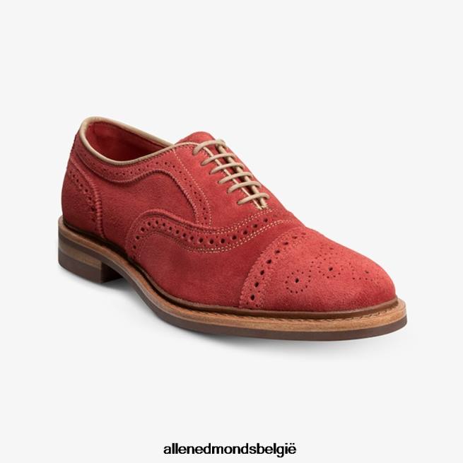 Heren Allen Edmonds strandmok cap-toe oxford met dainite rubberen zool karmozijnrood suède HDSF45246