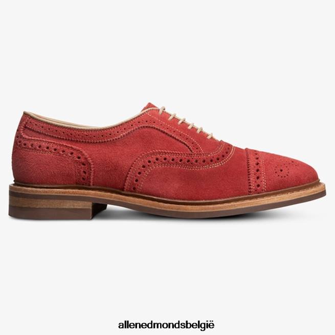 Heren Allen Edmonds strandmok cap-toe oxford met dainite rubberen zool karmozijnrood suède HDSF45246