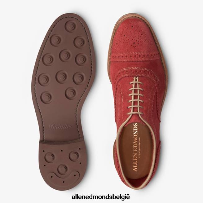 Heren Allen Edmonds strandmok cap-toe oxford met dainite rubberen zool karmozijnrood suède HDSF45246