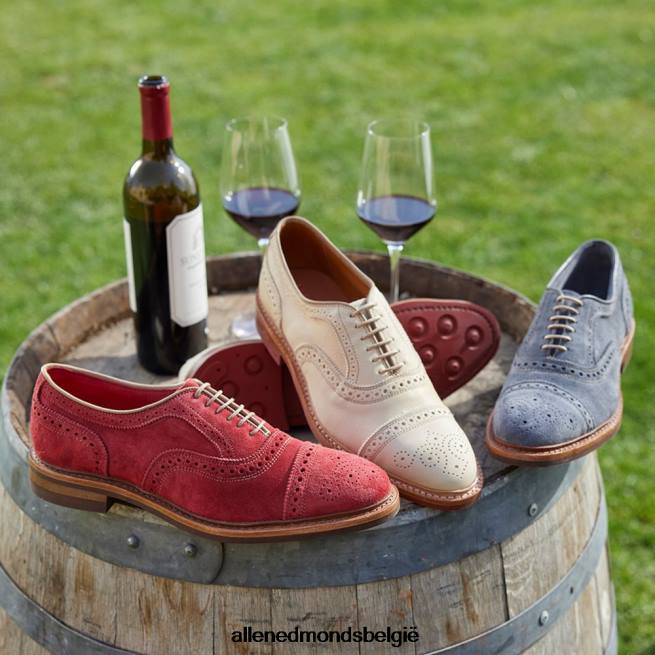 Heren Allen Edmonds strandmok cap-toe oxford met dainite rubberen zool karmozijnrood suède HDSF45246