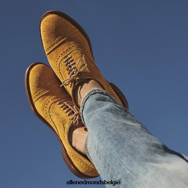 Heren Allen Edmonds strandmok cap-toe oxford met dainite rubberen zool mineraal geel suède HDSF45248