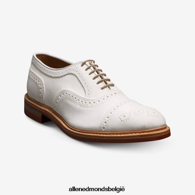 Heren Allen Edmonds strandmok cap-toe oxford met dainite rubberen zool wit suède HDSF459