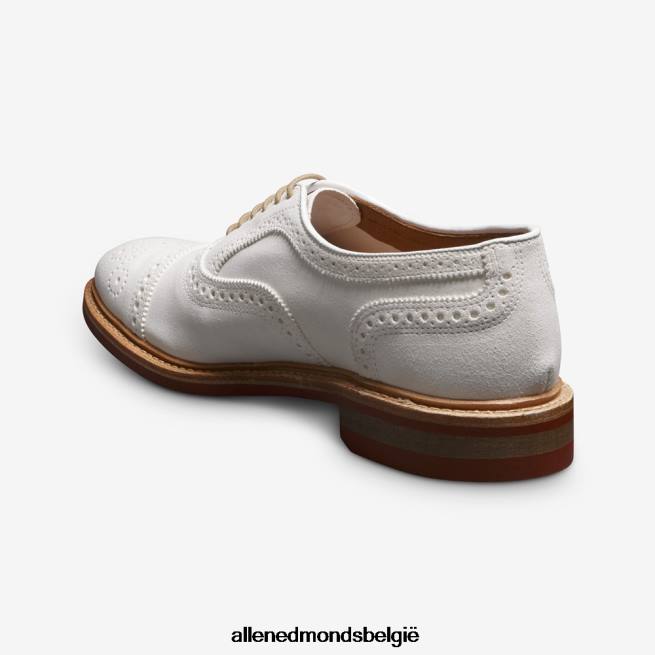 Heren Allen Edmonds strandmok cap-toe oxford met dainite rubberen zool wit suède HDSF459