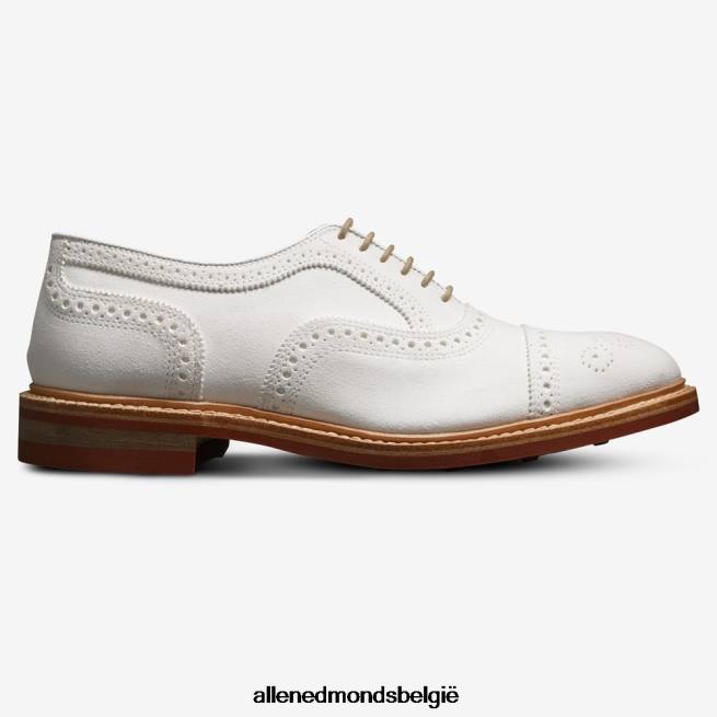 Heren Allen Edmonds strandmok cap-toe oxford met dainite rubberen zool wit suède HDSF459