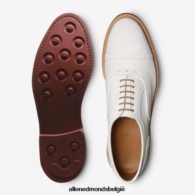 Heren Allen Edmonds strandmok cap-toe oxford met dainite rubberen zool wit suède HDSF459