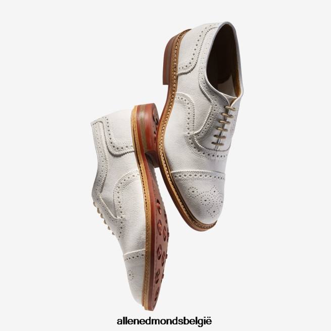 Heren Allen Edmonds strandmok cap-toe oxford met dainite rubberen zool wit suède HDSF459