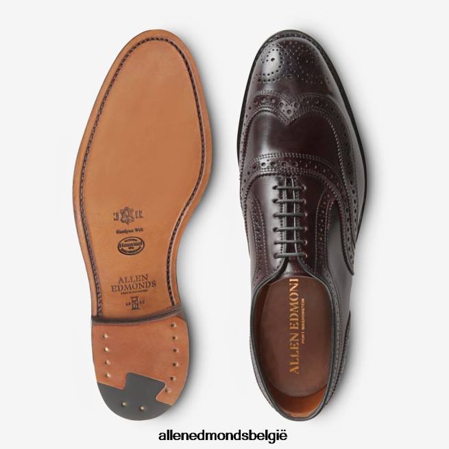 Heren Allen Edmonds cambridge shell cordovan vleugeltip geklede schoen bordeaux HDSF4549