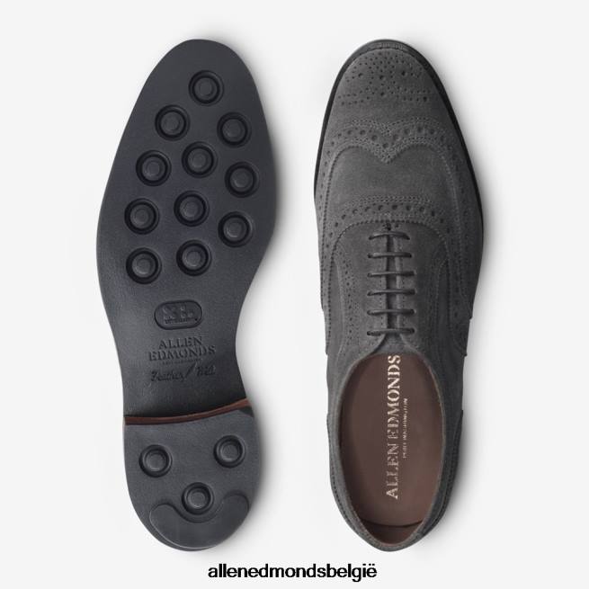 Heren Allen Edmonds neusok suède vleugeltip oxford grijs HDSF45442