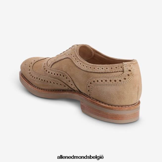 Heren Allen Edmonds neusok suède vleugeltip oxford kameel HDSF45101