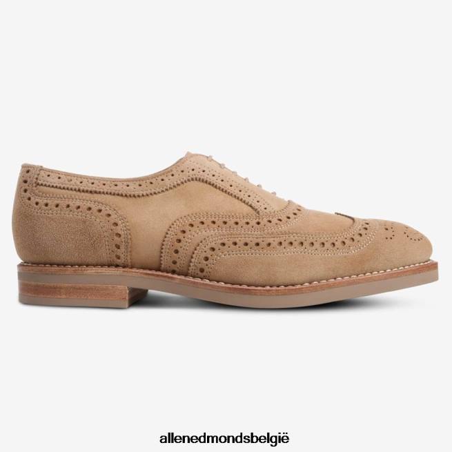 Heren Allen Edmonds neusok suède vleugeltip oxford kameel HDSF45101