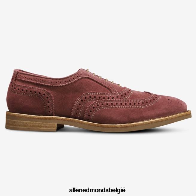 Heren Allen Edmonds neusok suède vleugeltip oxford kersenrood HDSF45450