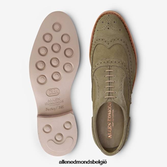 Heren Allen Edmonds neusok suède vleugeltip oxford salie groen HDSF45107