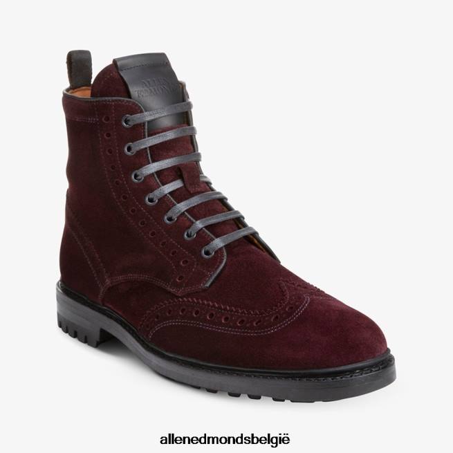 Heren Allen Edmonds Chapman weerbestendige wingtip laars bordeaux suède HDSF45473
