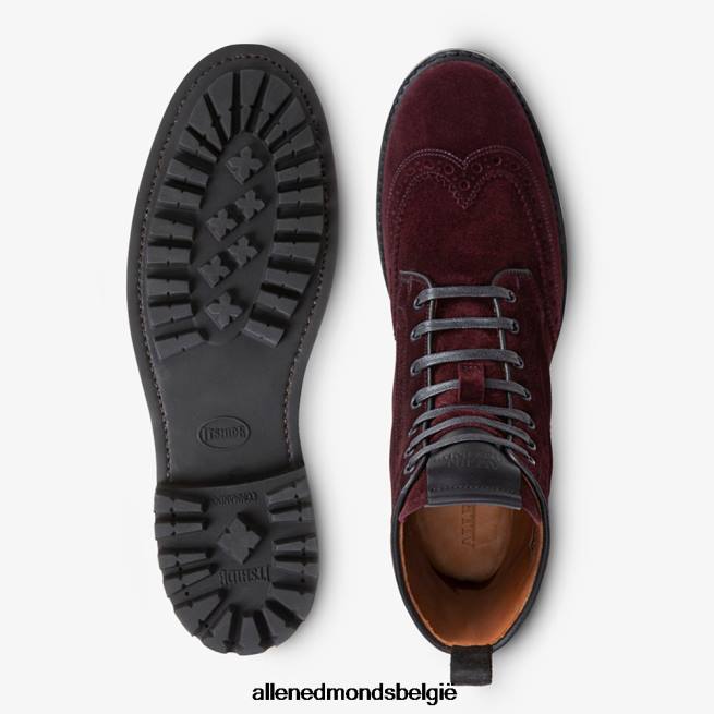 Heren Allen Edmonds Chapman weerbestendige wingtip laars bordeaux suède HDSF45473