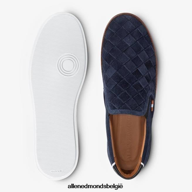 Heren Allen Edmonds alpha geweven slip-on sneaker zee marine suède HDSF45316