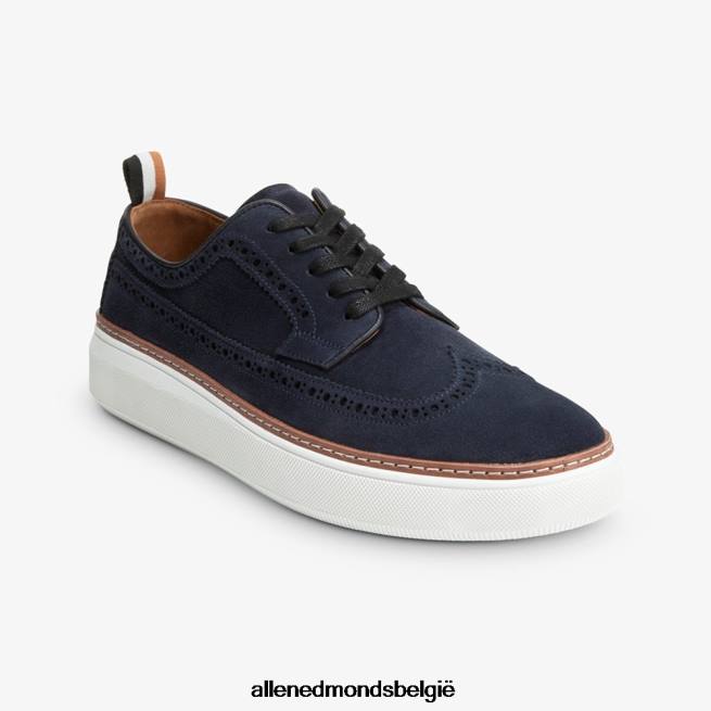 Heren Allen Edmonds tremont suede wingtip derby sneaker marine HDSF45453