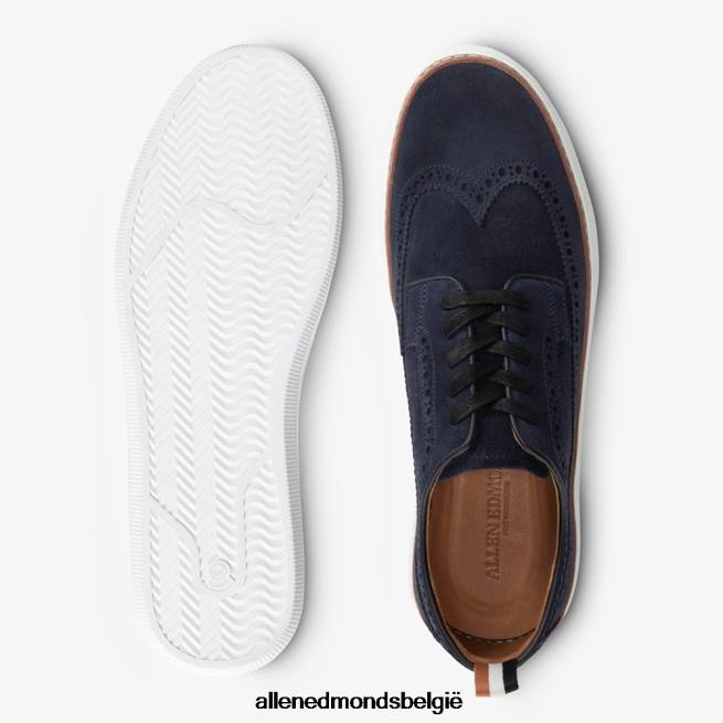 Heren Allen Edmonds tremont suede wingtip derby sneaker marine HDSF45453